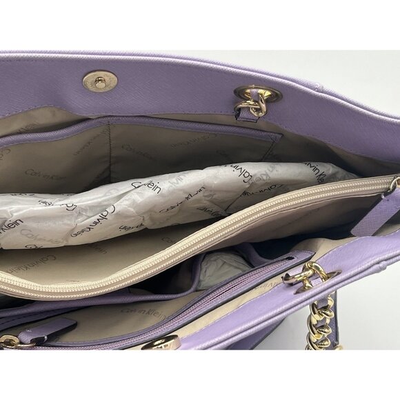 Calvin Klein L-Kitote H3DA11HU Irs Purple Soft Leather Large Tote MSRP $178.00 - Picture 4 of 7